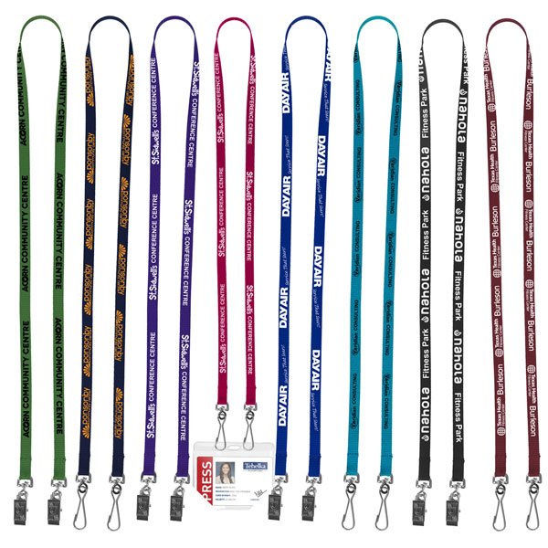 Promotional Dual Attachment Silkscreen Polyester Lanyard - 3/8