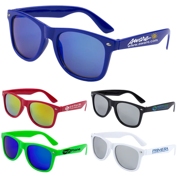 View Image 2 of Clairemont Colored Mirror Tint Sunglasses with High Gloss