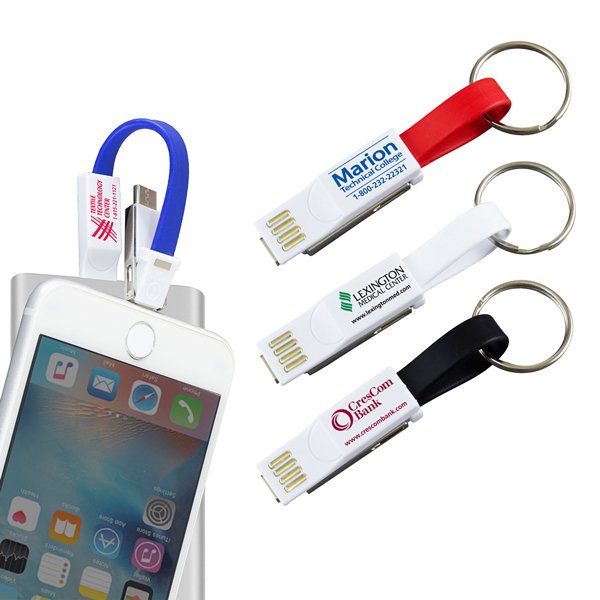 Promotional Winslow Keychain 3-in-1 Cell Phone Charging Cable 