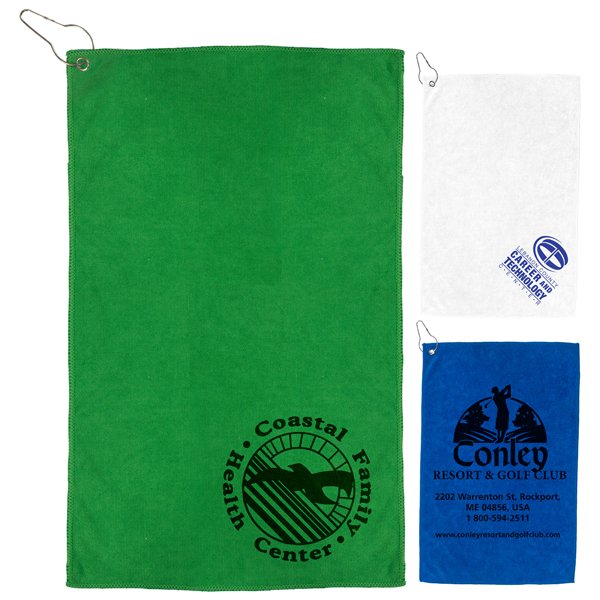 Promotional Iron Heavy Duty Microfiber Golf Towel with Grommet and Clip 12