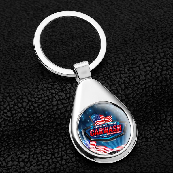 View Image 2 of Raindrop Economy Metal Keyholder with Full Color Domed Imprint 