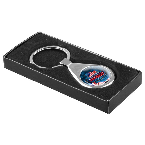 Promotional Raindrop Economy Metal Keyholder with Full Color Domed Imprint 
