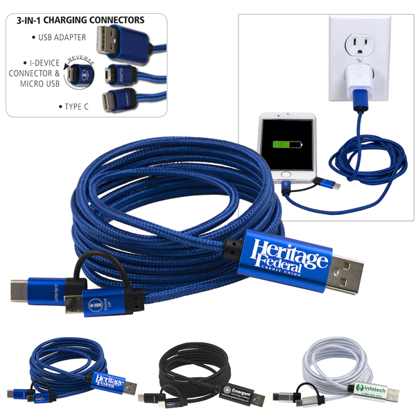 Oslo 6Ft. Braided Charging Cable Chargers & Adapters 3.14 Ea