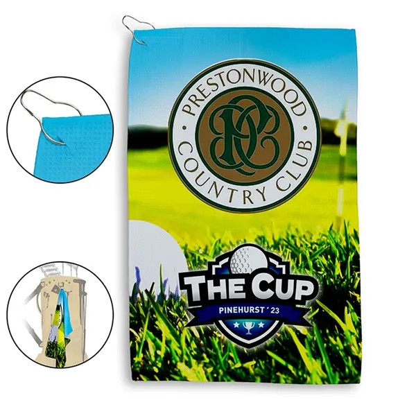 Promotional Full-Color Waffle Weave Golf and Sports Towel