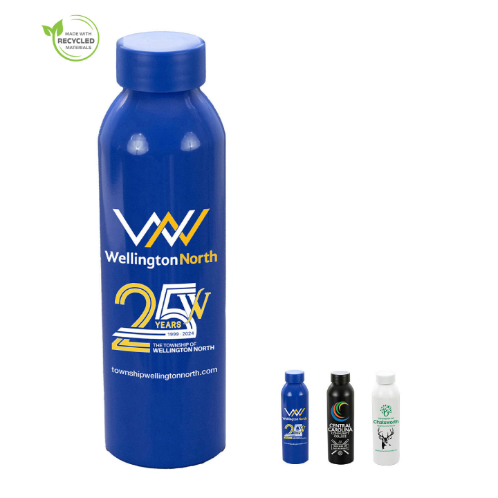 Promotional 22 OZ Recycled Aluminum Bottle With Screw-On Lid