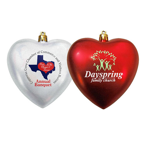 Promotional Heart Shaped Shatterproof Ornament