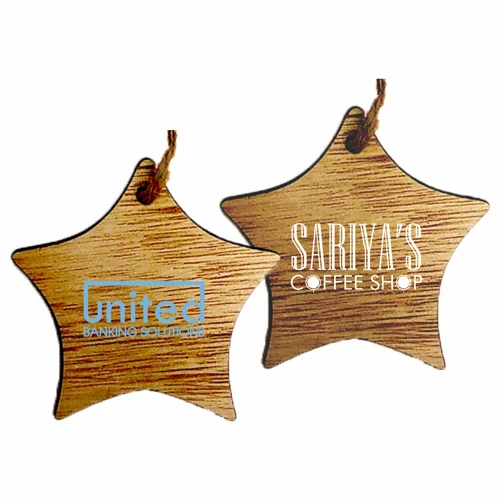 Promotional Wood Star Ornament- 3
