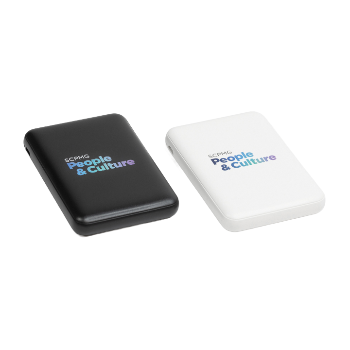 Promotional Pocket Power 5,000 mAh Mini Power Bank - Type C and Dual USB Por