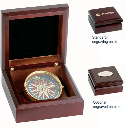 Promotional Mahogany Wood Desk Compass