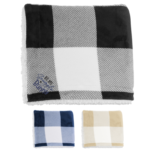 Promotional Microfiber Plaid Sherpa Blanket