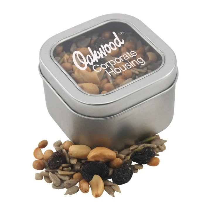 Promotional Window Tin with Trail Mix