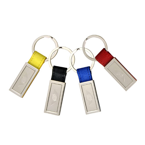 Rectangular Chrome Key Ring Metal Keychains 2.68 Ea