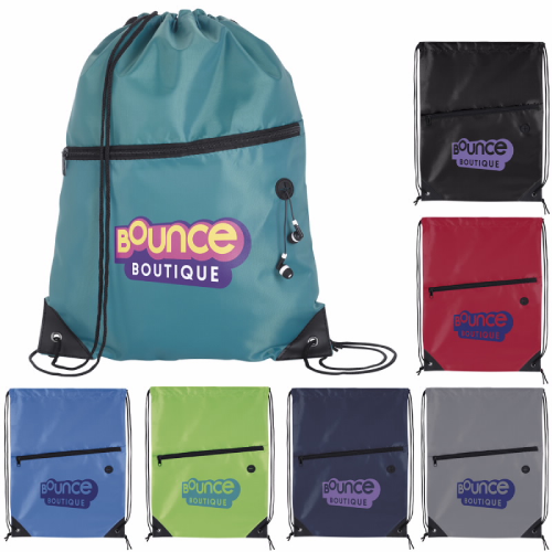 Promotional Front Zip Drawstring Backpack 