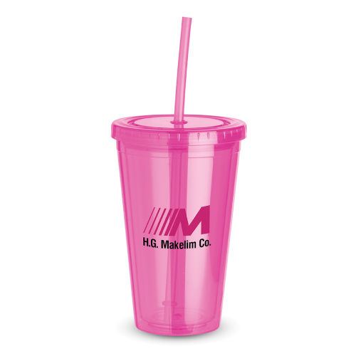 Promotional Pink Everyday Plastic Cup Tumbler
