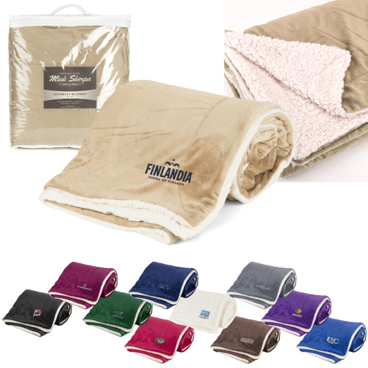 Mink Sherpa Blanket Solid Ready for Imprint with Your Custom Logo
