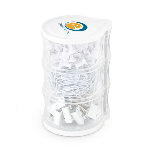 Promotional Tower of Clips and Push Pins 