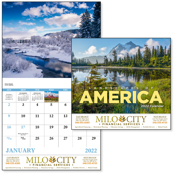Landscapes America Calendar Personalized Calendars 1.12 Ea