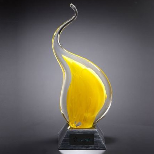 Promotional Eternal Flame Art Glass Award - Yellow