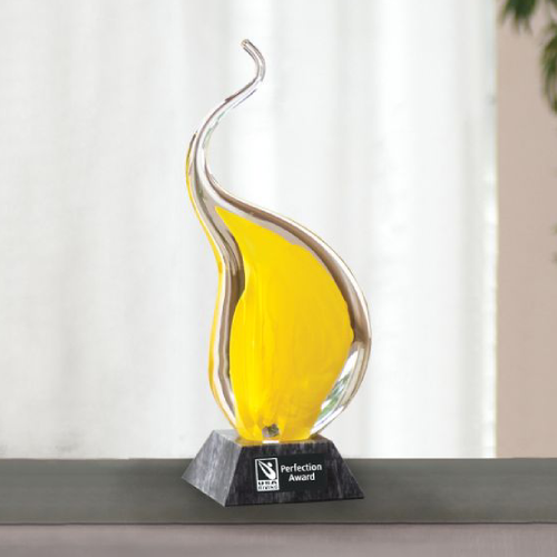 Promotional Eternal Flame Art Glass Award - Yellow