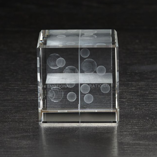 Promotional Medium Flat Cube 3D Crystal Award