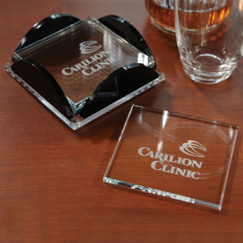 Promotional Square Glass Coaster Set