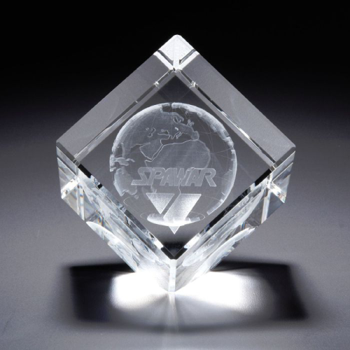 Promotional Crystal Jewel Cube Award - Large 3D 