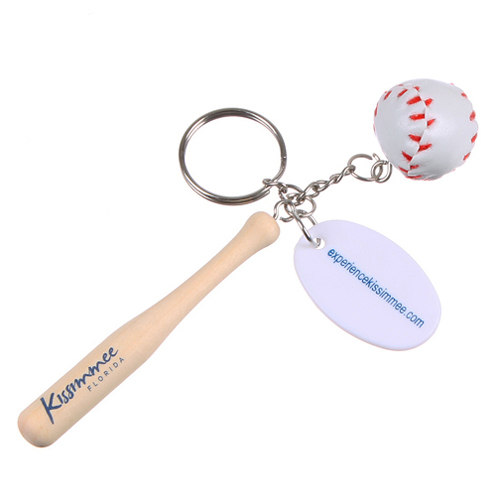 Baseball and Bat Keychain