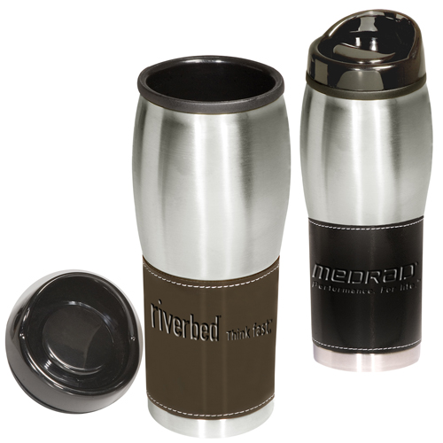 View Image 2 of Leather-Wrapped Tumbler