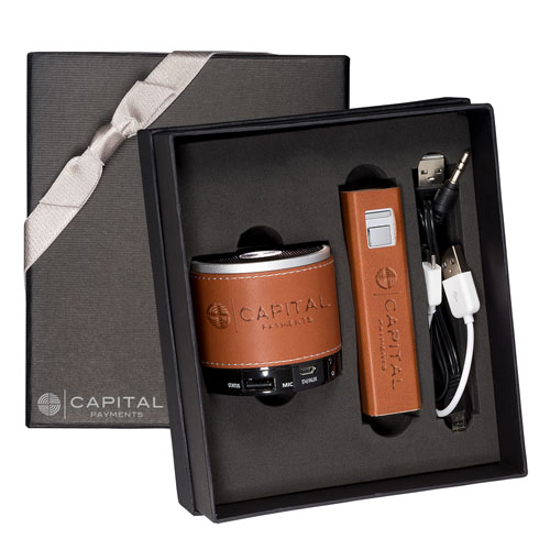 Promotional Tuscany™ Power Bank and Wireless Speaker Gift Set