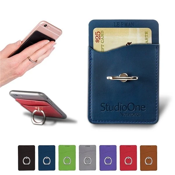 Promotional TuscanyTM Card Holder w/Metal Ring Phone Stand