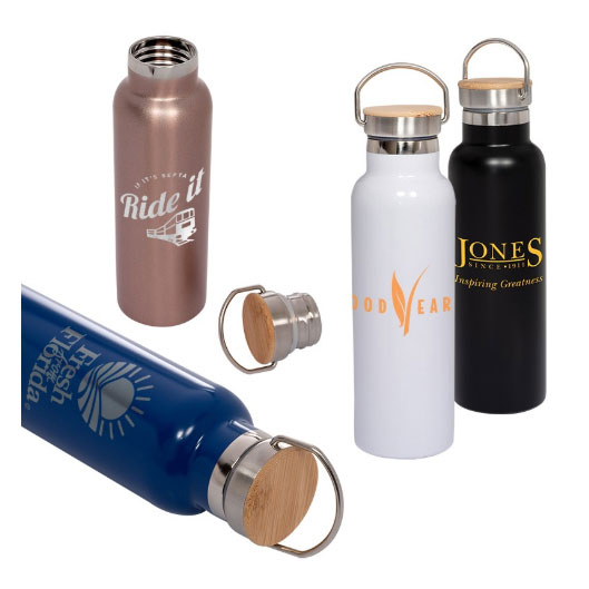 Promotional Vacuum Bottle with Bamboo Lid