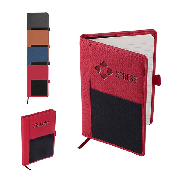 Promotional Roma Journal with Multi-Use Elastic Pocket