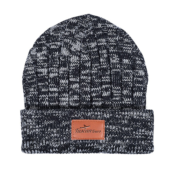 Promotional Leeman Heathered Knit Cuffed Rib Beanie 