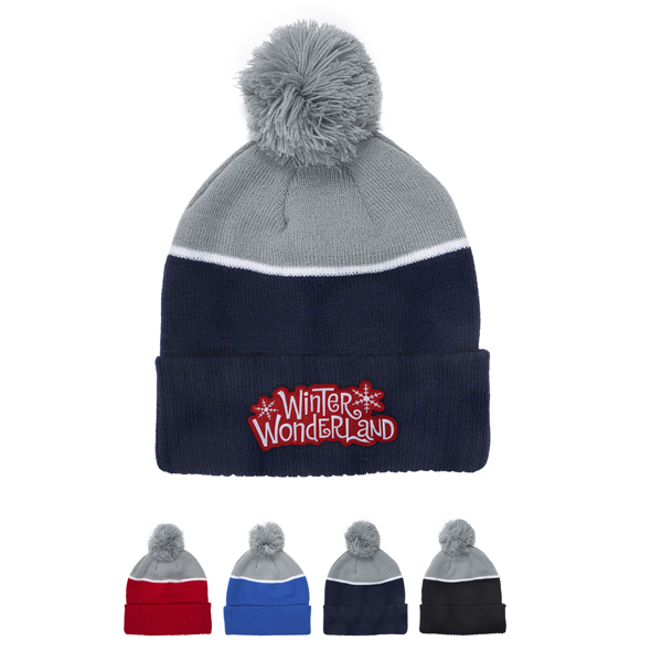 Promotional Two-Tone Tamy Beanie with Pom