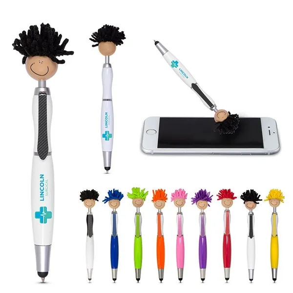 Promotional Multicultural Moptoppers Screen Cleaner with Stylus Pen