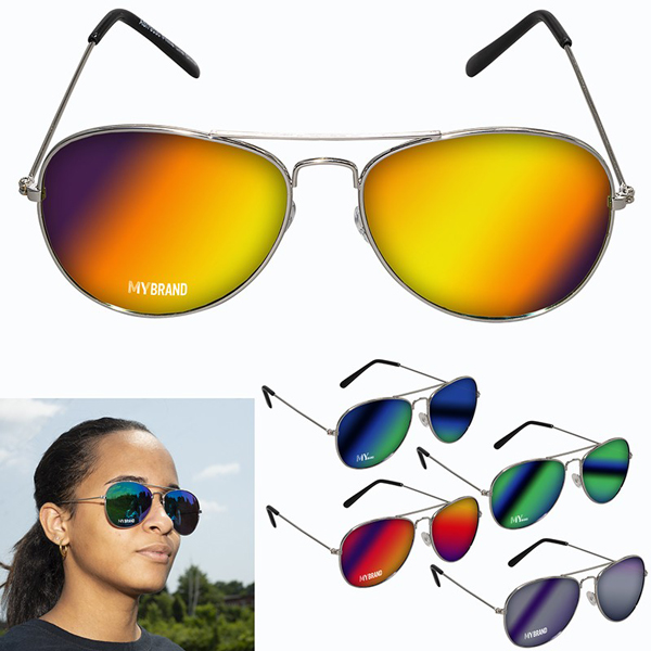 Promotional Mirrored Aviator Sunglasses 