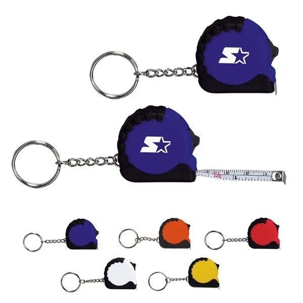 Promotional Mini Grip Tape Measure Key Chain- 3.25FT.  