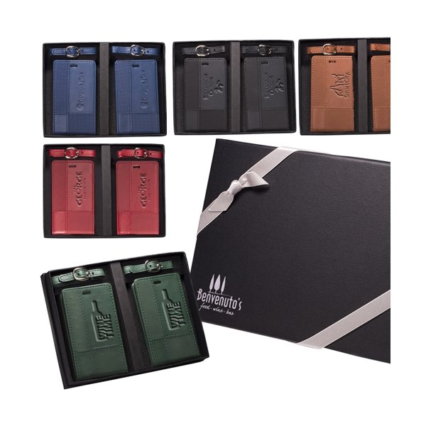 View Image 2 of TuscanyTM Duo-Textured Luggage Tags Gift Set