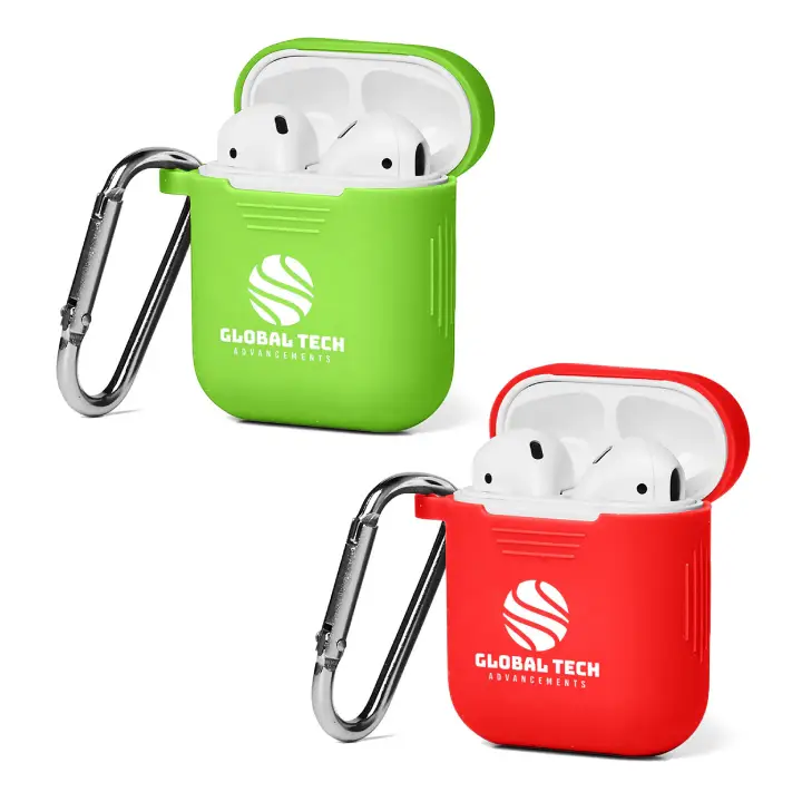 Promotional Silicone Earbud Case with Carabiner