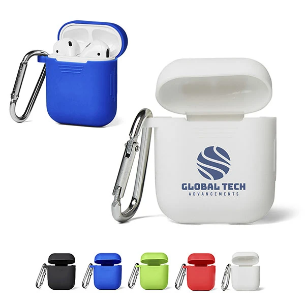 Promotional Silicone Earbud Case with Carabiner