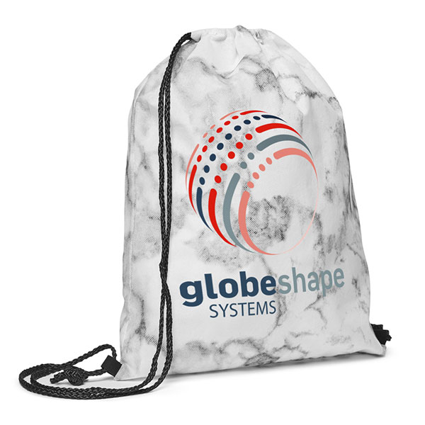 Promotional Marble Non-Woven Drawstring Backpack 