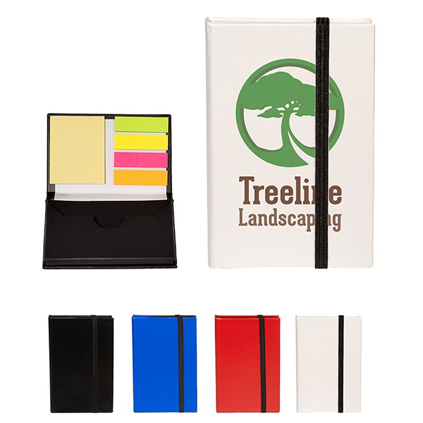 Promotional Go-Getter Hard Cover Sticky Notepad/Business Card Case