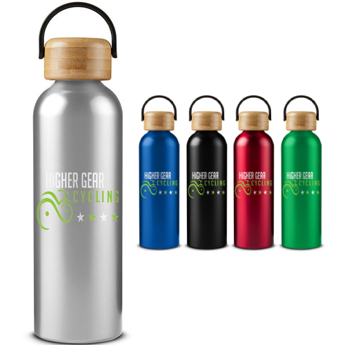 Promotional Aluminum Bottle With Bamboo Lid