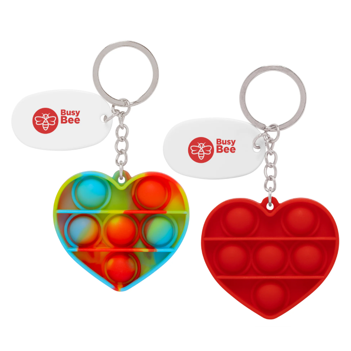 Promotional Push Pop Bubble Heart Fidget Sensory Keychain