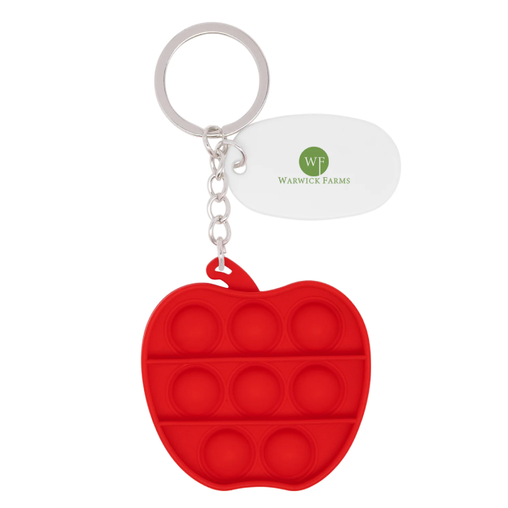 Promotional Push Pop Bubble Apple Fidget Sensory Keychain