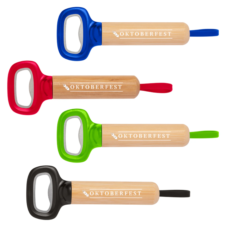 Promotional Bamboo Bottle Opener with Silicone Strap