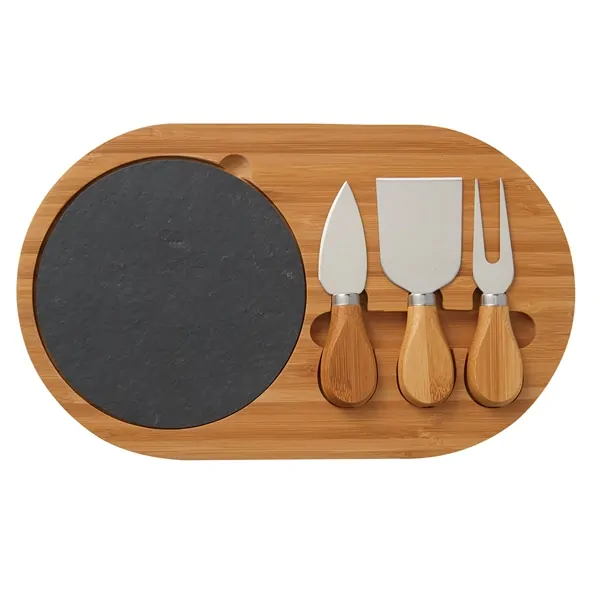4-Piece Oval Slate Cheese Board Set