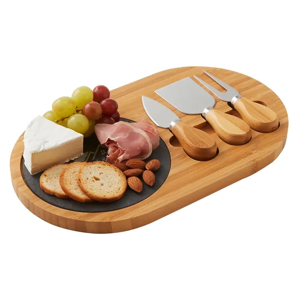 Promotional 4-Piece Oval Slate Cheese Board Set
