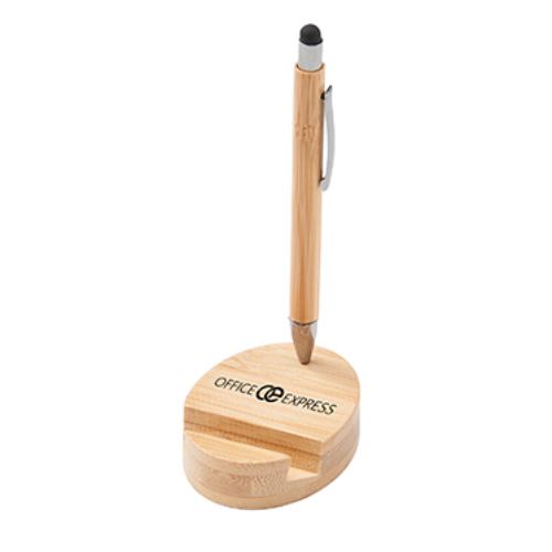 Promotional Bamboo Magnetic Stylus Pen & Phone Stand 