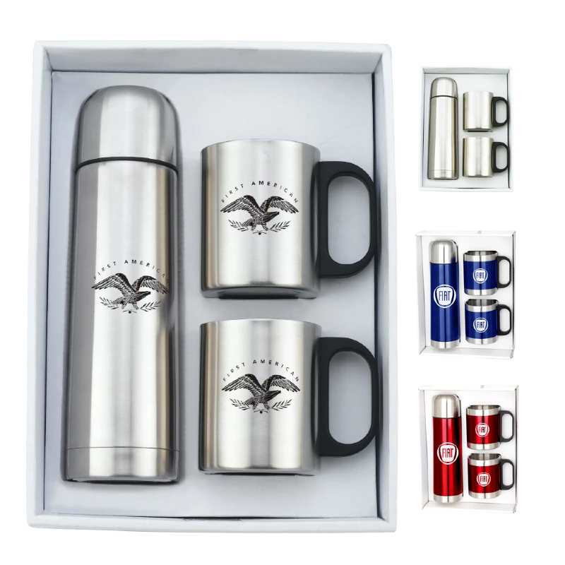 Stainless Steel Mugs (2) & Thermos Gift Set 